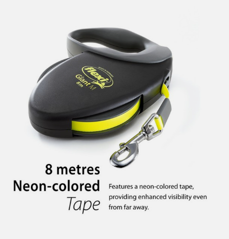 Flexi Giant M Neon Tape Dog Lead, 25kg - Medium, 8m (26ft)