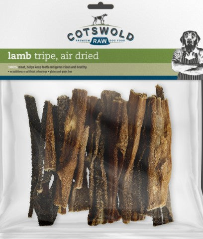Package of Cotswold Raw Lamb Tripe air-dried dog treat on a white background
