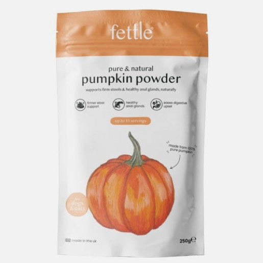 Fettle pure and natural pumpkin powder package on a white background