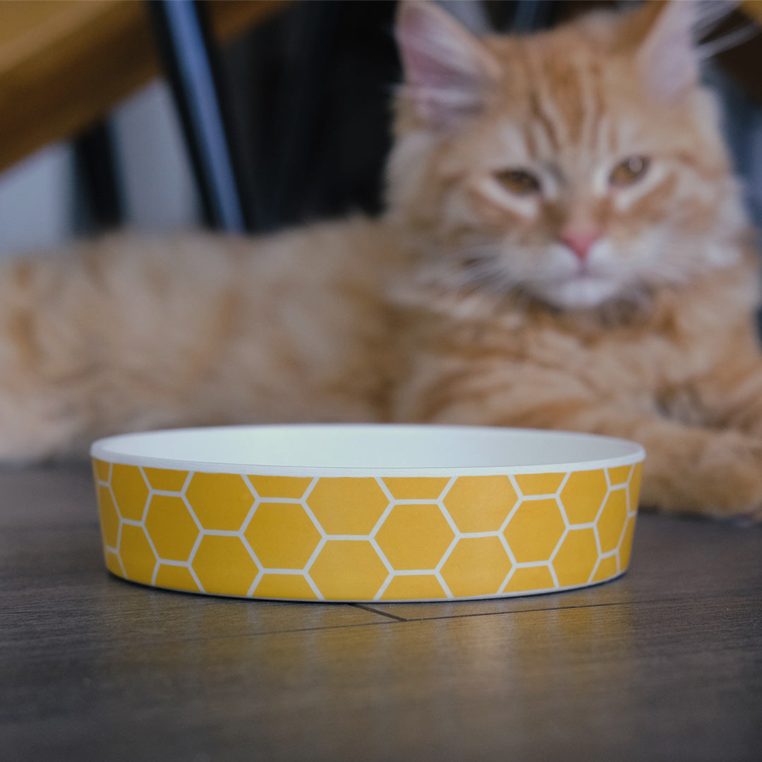 Beco - Printed Bamboo Cat Bowls - Honeycomb