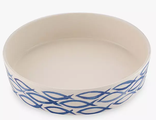 Beco - Printed Bamboo Cat Bowls - Gone Fishing