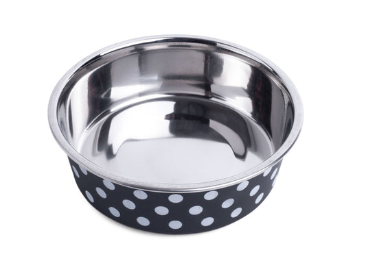 Petface Deli Bowl Black with White Spots 14cm