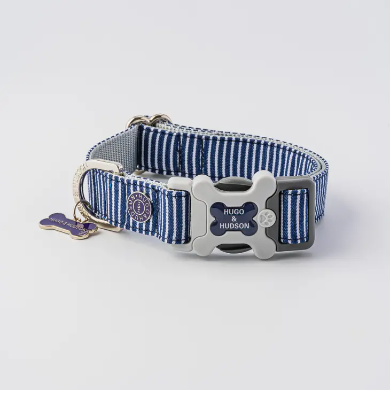 Hugo & Hudson Fabric Collar - Navy Stripe