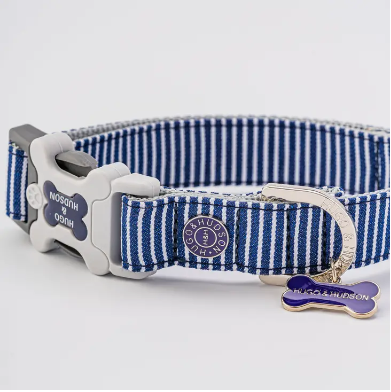 Hugo & Hudson Fabric Collar - Navy Stripe