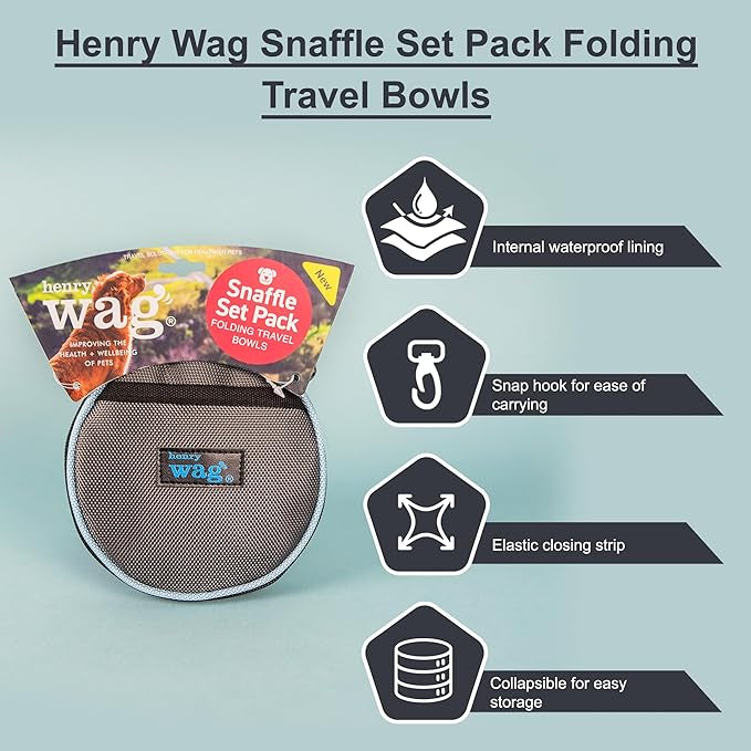 Henry Wag Pet Snaffle Set Pack Folding Travel Bowls