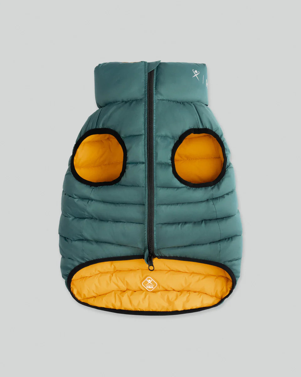 Hugo & Hudson Reversible Puffer Jacket Yellow and Green