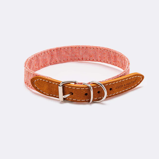 Hugo & Hudson fabric and suede dog collar orange