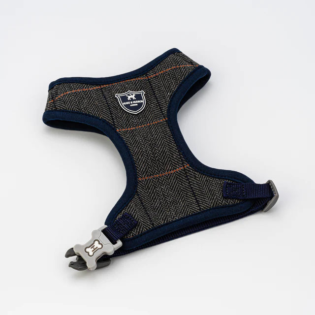 Hugo & Hudson grey checked tweed harness