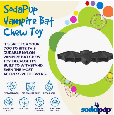 Sodapup vampire bat enrichment and chew toy