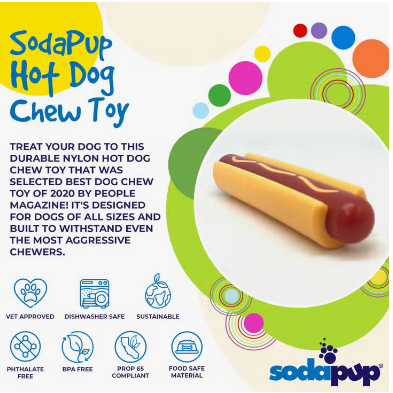 Sodapup hot dog nylon toy