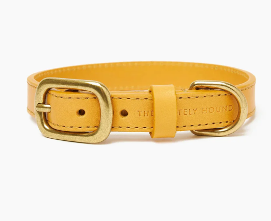 Stately Hound - Hand-Stitched Premium Leather Dog Collar with Brass Hardware