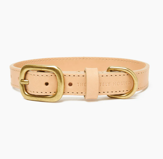 Stately Hound - Hand-Stitched Premium Leather Dog Collar with Brass Hardware