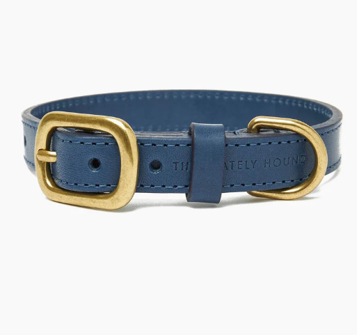 Stately Hound - Hand-Stitched Premium Leather Dog Collar with Brass Hardware