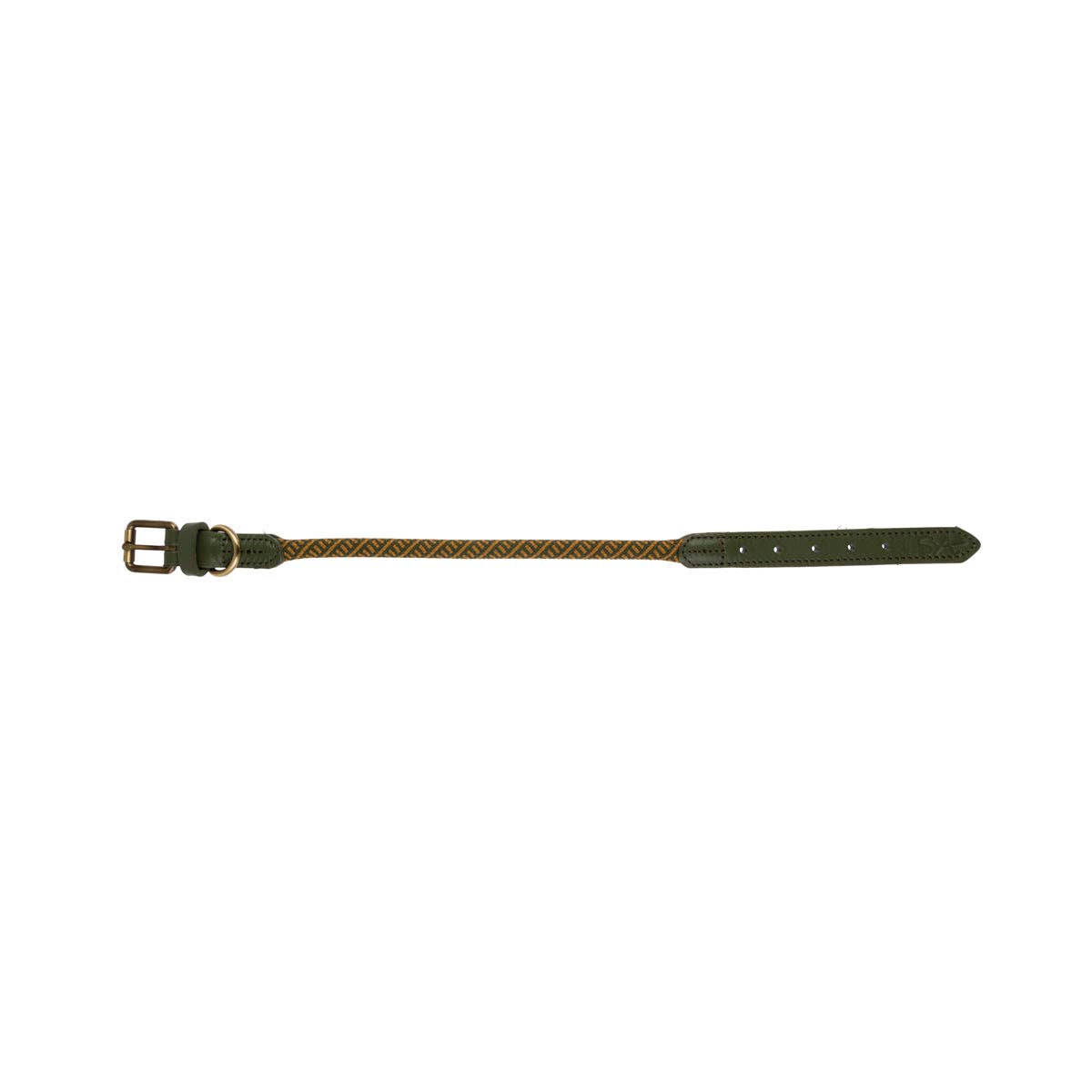 Braided leather belt with a buckle on a white background