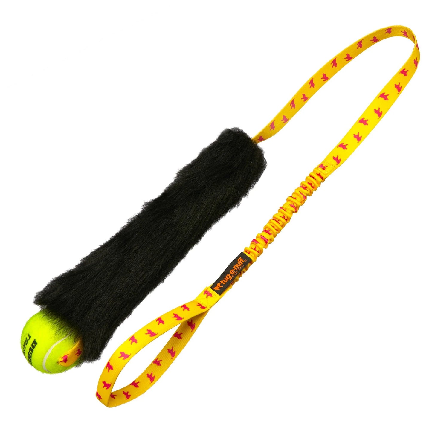 Tug-E-Nuff sheepskin bungee chaser with tennis ball